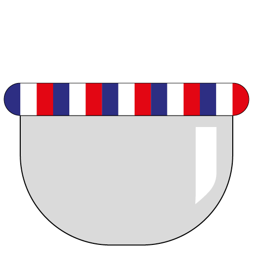 Schuessel mit blau-weiss-rot gestreiftem Rand